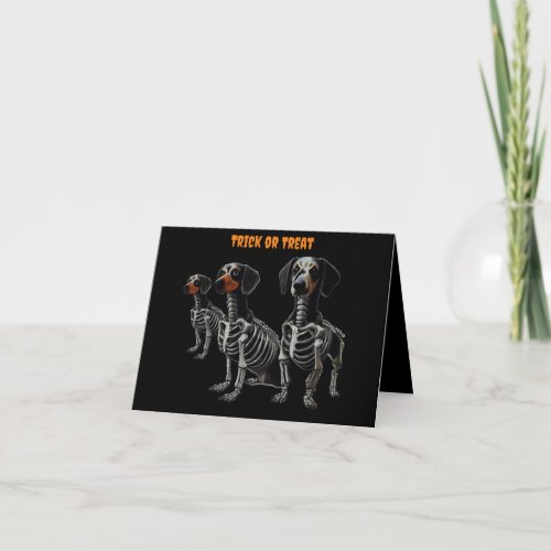 Skeleton Dachshund Halloween Card
