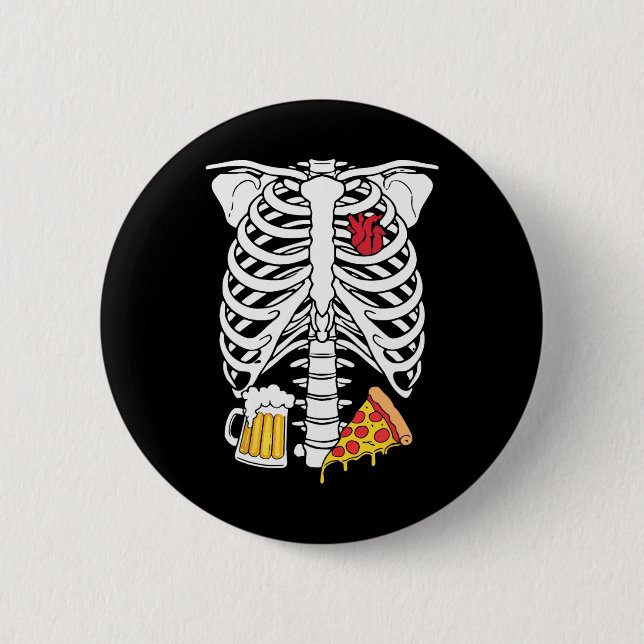 Skeleton Dad Halloween Pregnancy Couples Costumes  Button (Front)