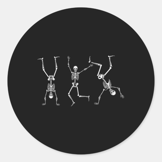 Skeleton Dance Challenge Halloween Scary Skeleton  Classic Round Sticker (Front)