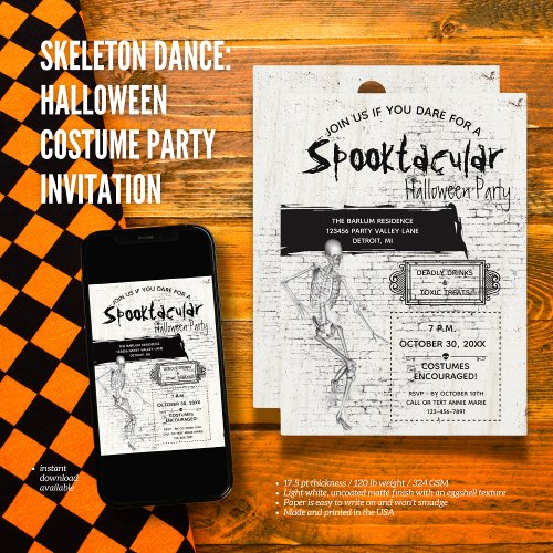  Skeleton Dance Halloween Costume Party   Invitation