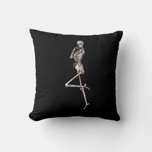 Skeleton Dance Halloween Cute Spooky Throw Pillow