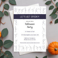 Skeleton Dance Halloween party invitation - white