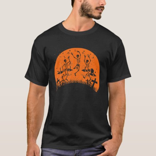 Skeleton Dance Macabre Vintage Retro Sunset Hallow T_Shirt