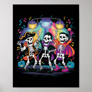 Skeleton Dance Party Spooky Halloween Celebration  Poster