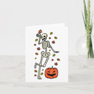 Skeleton Dance Pumpkin Halloween Costume Fall Men Card