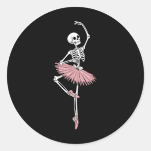 Skeleton Dancing Ballet Lovers Spooky Halloween Da Classic Round Sticker