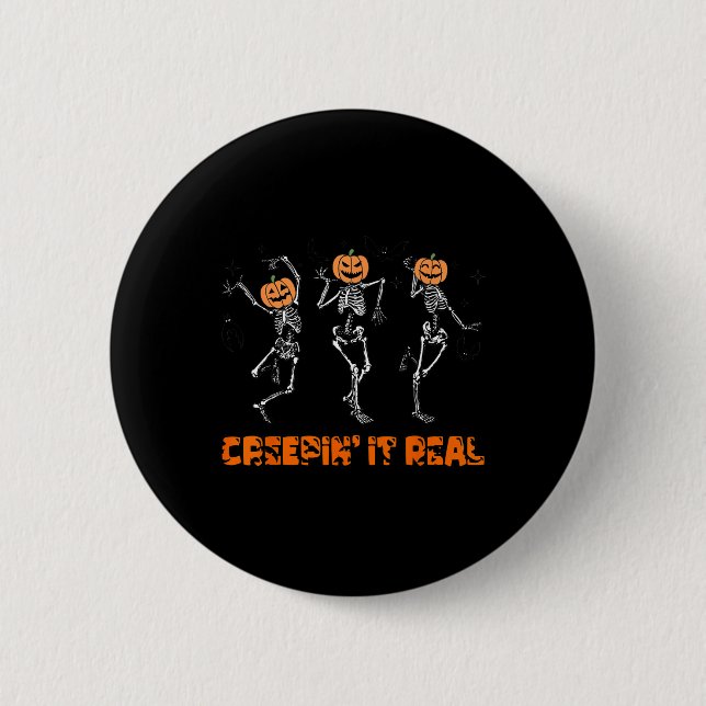 Skeleton Dancing Creeping It Real Halloween Funny  Button (Front)
