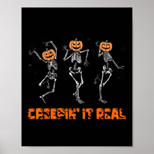 Skeleton Dancing Creeping It Real Halloween Funny  Poster