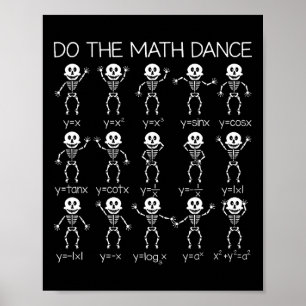 Skeleton Dancing Figures Equation Math Teacher Hal Poster