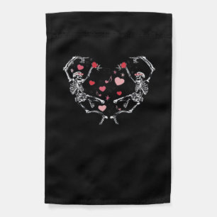 Skeleton Dancing Heart Valentine's Day Gift Skull Garden Flag