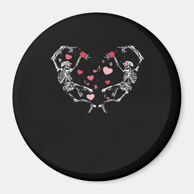 Skeleton Dancing Heart Valentines Day Gift Skull Magnet (Front)