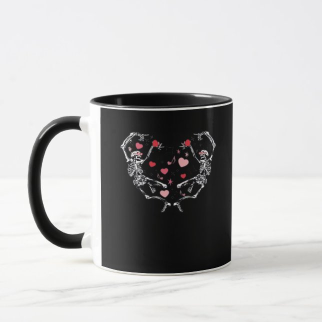 Skeleton Dancing Heart Valentines Day Gift Skull Mug (Left)