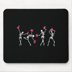 Skeleton Dancing Nk Ribbon Breast Cancer Awareness Mouse Pad