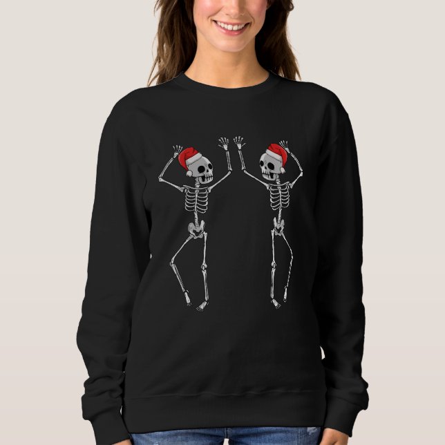 Skeleton Dancing Santa Hat Christmas Pajama  X Mas Sweatshirt (Front)