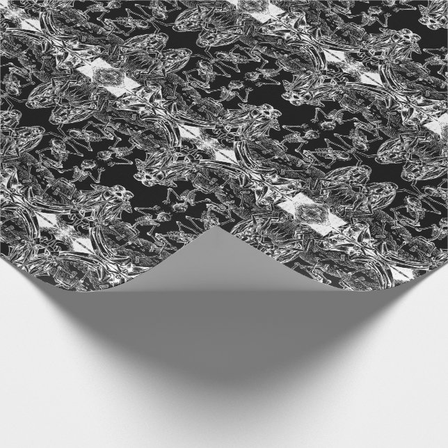 Skeleton Danse Macabre  Black Wrapping Paper (Corner)