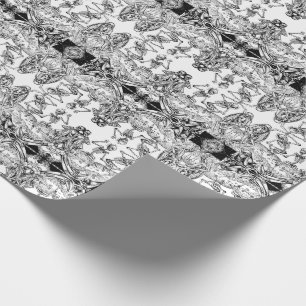 Skeleton Danse Macabre White Wrapping Paper