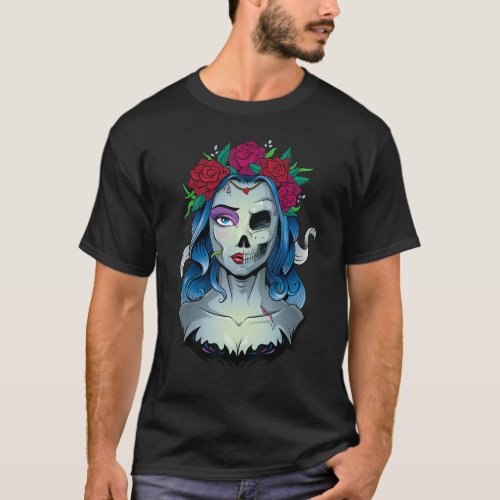 Skeleton Dead Bride Halloween Costume Undead La Ca T_Shirt