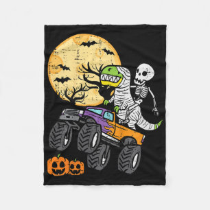 Skeleton Dino Monster Truck Halloween Costume Todd Fleece Blanket