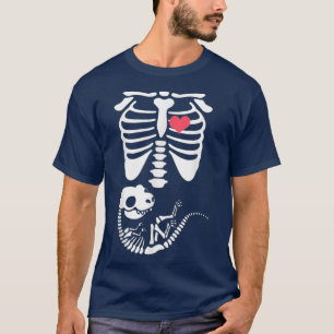 Skeleton Dinosaur Heart Pregnant XRay Funny Hallow T-Shirt
