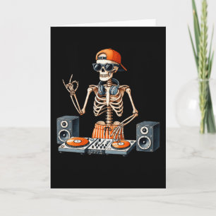 Skeleton Dj Halloween Costume Turntable Music Funn Card