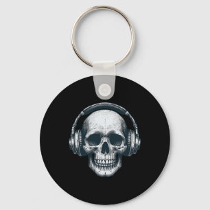 Skeleton Dj Headphones Spooky Skull Musician Hallo Keychain