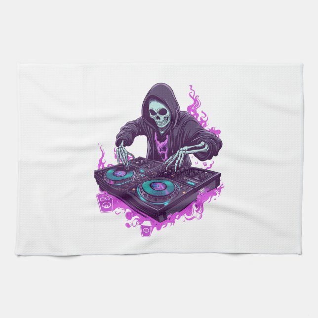  Skeleton DJ Kitchen Towel (Horizontal)