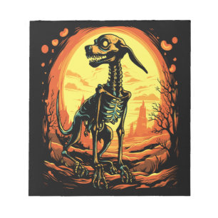 Skeleton Dog Halloween Art Notepad