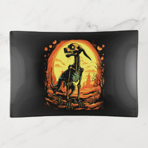 Skeleton Dog Halloween Art Trinket Tray