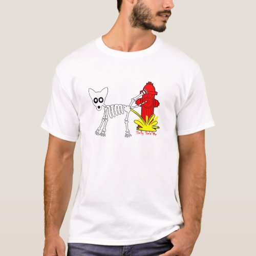 Skeleton Dog Peeing On Fire Hydrant T_Shirt