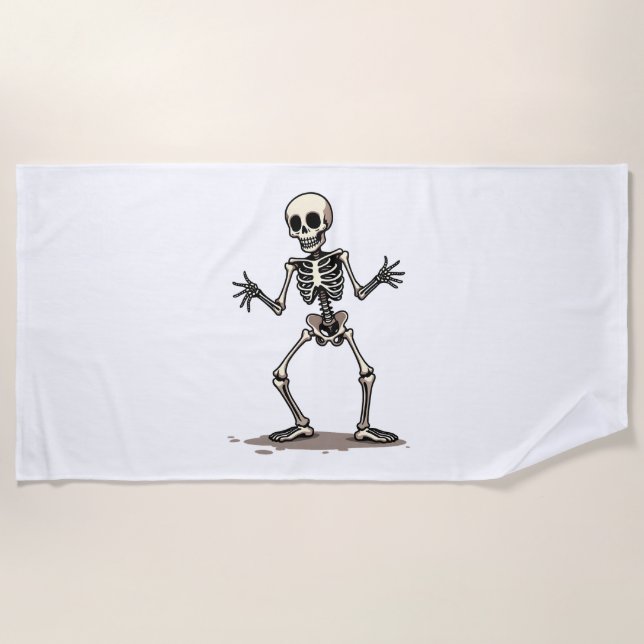 Skeleton Doing the Dab – Funny Halloween Dance Shi Beach Towel (Front)