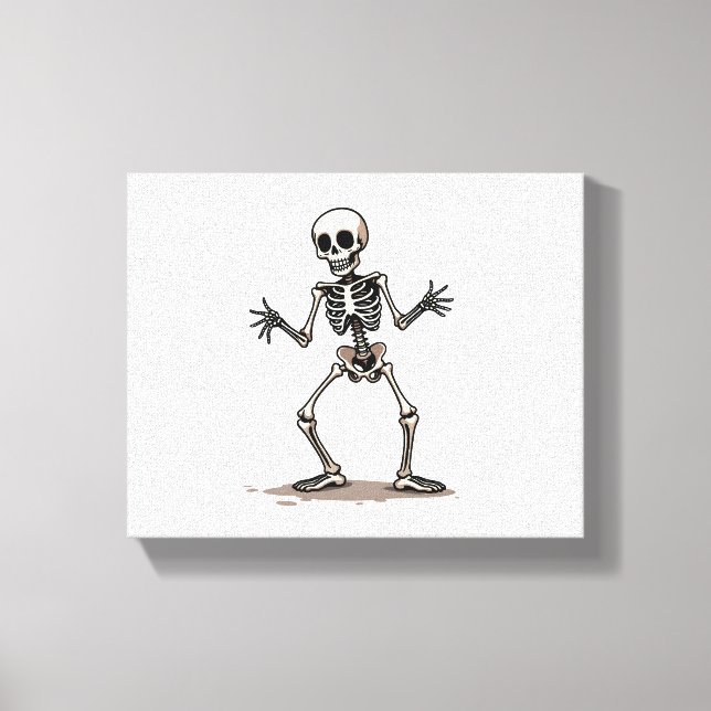 Skeleton Doing the Dab – Funny Halloween Dance Shi Canvas Print (Front)