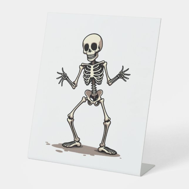 Skeleton Doing the Dab – Funny Halloween Dance Shi Pedestal Sign (Front)