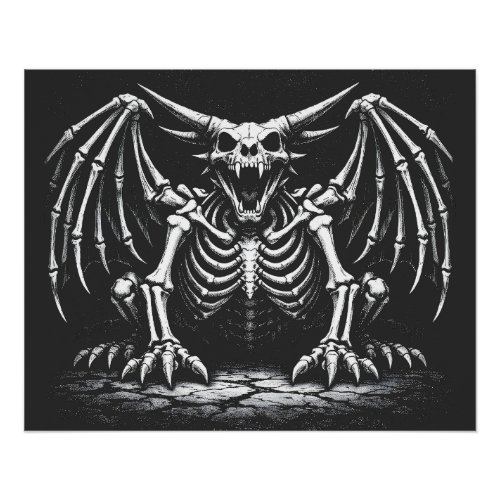 Skeleton Dragon by BurnsInHell Poster