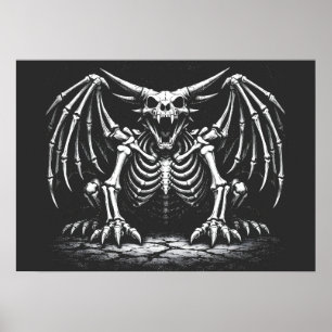 Skeleton Dragon by BurnsInHell Poster