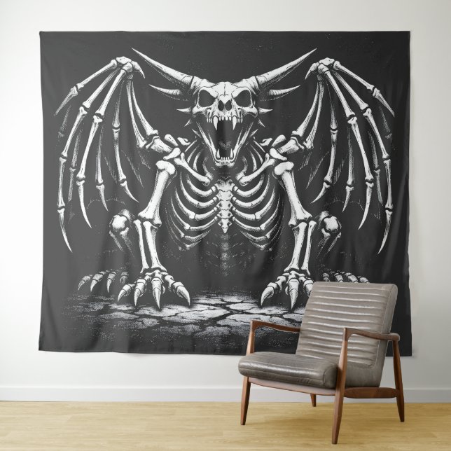Skeleton Dragon by BurnsInHell Tapestry (In Situ (Horizontal))