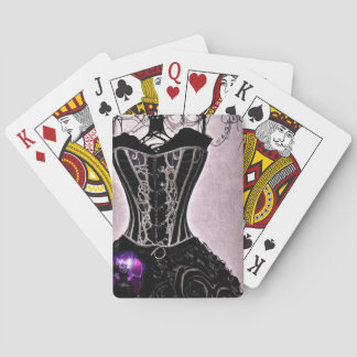 Skeleton Dress-form with Black Corset Poker Cards