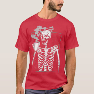 Skeleton Drink Coffee Reaper Dead Drinking Coffee T-Shirt