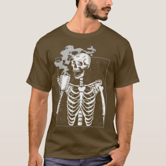 Skeleton Drink Coffee Reaper Dead Drinking Coffee  T-Shirt