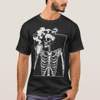 Skeleton Drinking Coffee Fun Skull Men Women Hallo