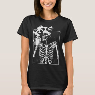 Skeleton Drinking Coffee Fun Skull Men Women Hallo T-Shirt