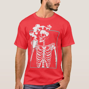 Skeleton Drinking Coffee Halloween Gift for Coffee T-Shirt