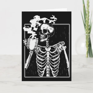Skeleton Drinking Coffee Lover Funny Halloween Sku Card