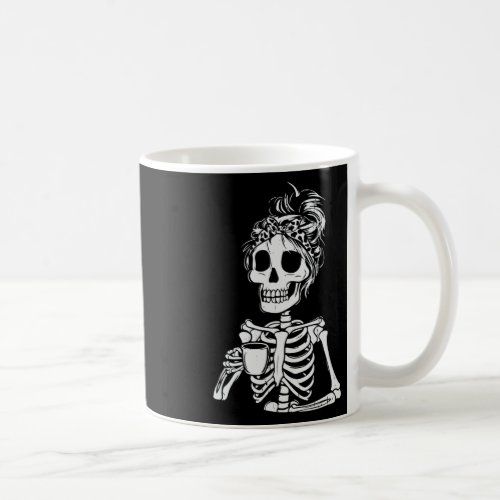 Skeleton Drinking Coffee Skull Funny Halloween Wom Coffee Mug