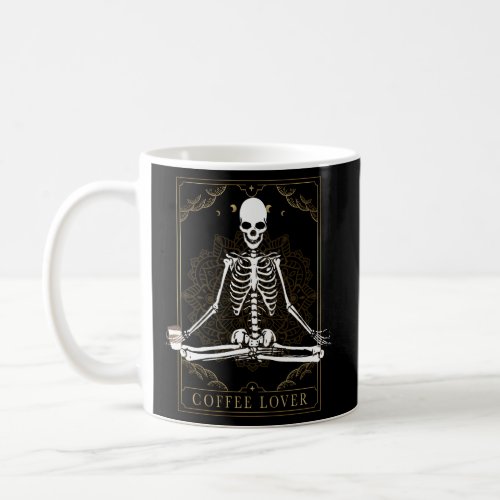 Skeleton Drinking Coffee Smiling Skull Tarot Card Coffee Mug