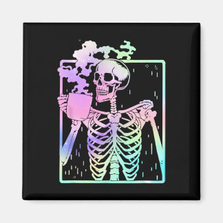 Skeleton Drinking Coffee Women men Halloween costu Magnet