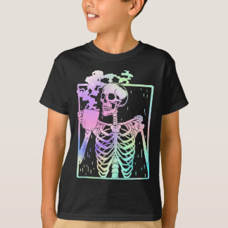 Skeleton Drinking Coffee Women men Halloween costu T-Shirt