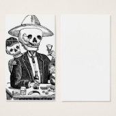 Skeleton Drinking Tequila and Smoking, Mexico (Front & Back)