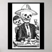 Skeleton Drinking Tequila and Smoking