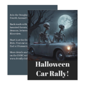 Skeleton Driver & Navigator Halloween Car Rally Invitation