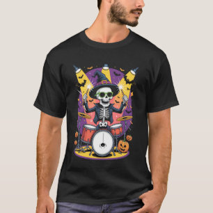 Skeleton Drummer Funny Halloween Design Trick Or T T-Shirt